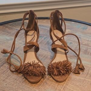 Gianni Bini Tan Fringe Heels